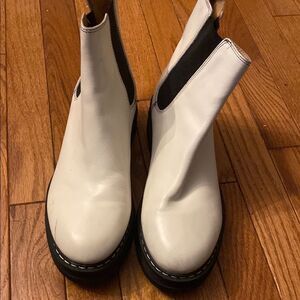 Marc Jacobs White and Black Chelsea Ankle Boots
